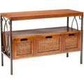 SAFAVIEH Tamuita Antique Pewter Console Table with Dark Walnut Finish - Dimensions: 36 x 13.8 x 24.8 inches