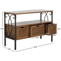 SAFAVIEH Tamuita Antique Pewter Console Table with Dark Walnut Finish - Dimensions: 36 x 13.8 x 24.8 inches