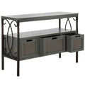 SAFAVIEH Tamuita Antique Pewter Console Table with Dark Walnut Finish - Dimensions: 36 x 13.8 x 24.8 inches
