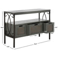 SAFAVIEH Tamuita Antique Pewter Console Table with Dark Walnut Finish - Dimensions: 36 x 13.8 x 24.8 inches