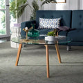 SAFAVIEH Rachelle Mid-Century Round Glass Coffee Table - Dimensions: 35.4" W x 35.4" D x 17.7" H