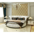Sofacraft White Faux Leather Venetian Round King Bed