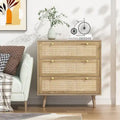 Modern Boho 3-Drawer Rattan Dresser - Stylish Chest of Drawers with Ample Storage for Your Bedroom