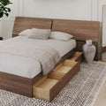Walnut Nexera Storage Bed with Integrated Headboard
