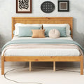 Queen Platform Bed Frame with Headboard and Wooden Slat Support
