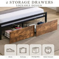 Full Size Bed Frame with Storage Headboard, 2 Drawers, LED Lighting, and Built-in Charging Station