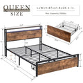 Full Size Bed Frame with Storage Headboard, 2 Drawers, LED Lighting, and Built-in Charging Station