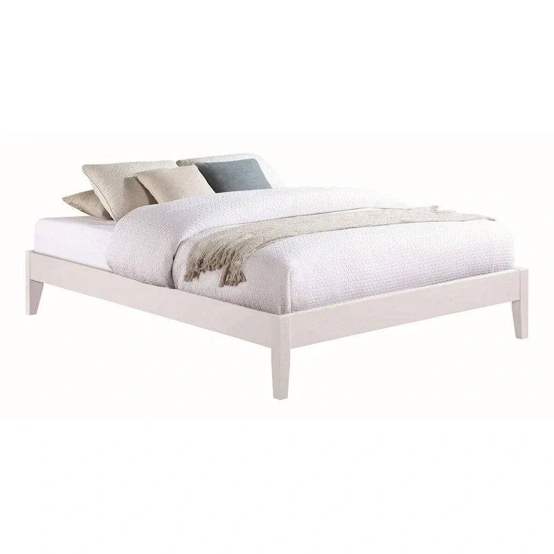 Cavi Contemporary Low Profile Full Size Bed with Panel Sides and Slats - White
