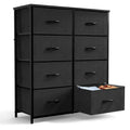 8-Drawer Tall Fabric Dresser with Wood Top and Sturdy Steel Frame - Stylish Bedroom Storage Solution
