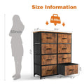 8-Drawer Tall Fabric Dresser with Wood Top and Sturdy Steel Frame - Stylish Bedroom Storage Solution