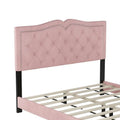 Modern Velvet Queen Size Upholstered Bed Frame with Tufted Headboard and Rivet Accents