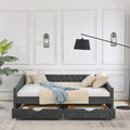 Upholstered Tufted Queen Size Daybed Sofa Bed with Storage Drawers