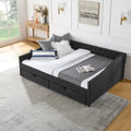 Upholstered Tufted Queen Size Daybed Sofa Bed with Storage Drawers