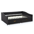 Upholstered Tufted Queen Size Daybed Sofa Bed with Storage Drawers