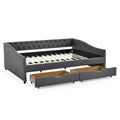 Upholstered Tufted Queen Size Daybed Sofa Bed with Storage Drawers