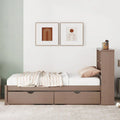 Contemporary Twin Bed Frame with USB Charging Port, Bookcase Headboard, and Dual Drawers for Bedroom or Living Room