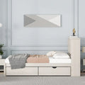 Contemporary Twin Bed Frame with USB Charging Port, Bookcase Headboard, and Dual Drawers for Bedroom or Living Room