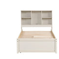 Contemporary Twin Bed Frame with USB Charging Port, Bookcase Headboard, and Dual Drawers for Bedroom or Living Room