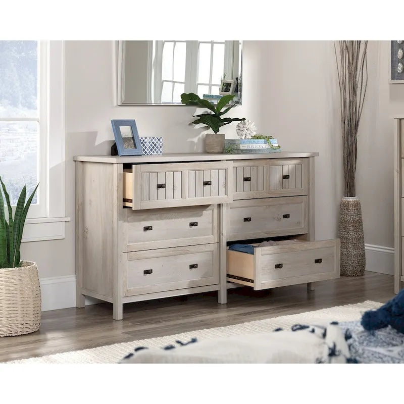 Wood Dresser with 6 Drawers Storage Cabinet with Thick Top
