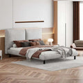 Queen-Sized Polyester Platform Bed Featuring Dual Oversized Headrests