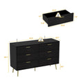 Elegant 6-Drawer Double Dresser with Gold Accents for Stylish Bedroom Storage