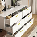 Elegant 6-Drawer Double Dresser with Gold Accents for Stylish Bedroom Storage