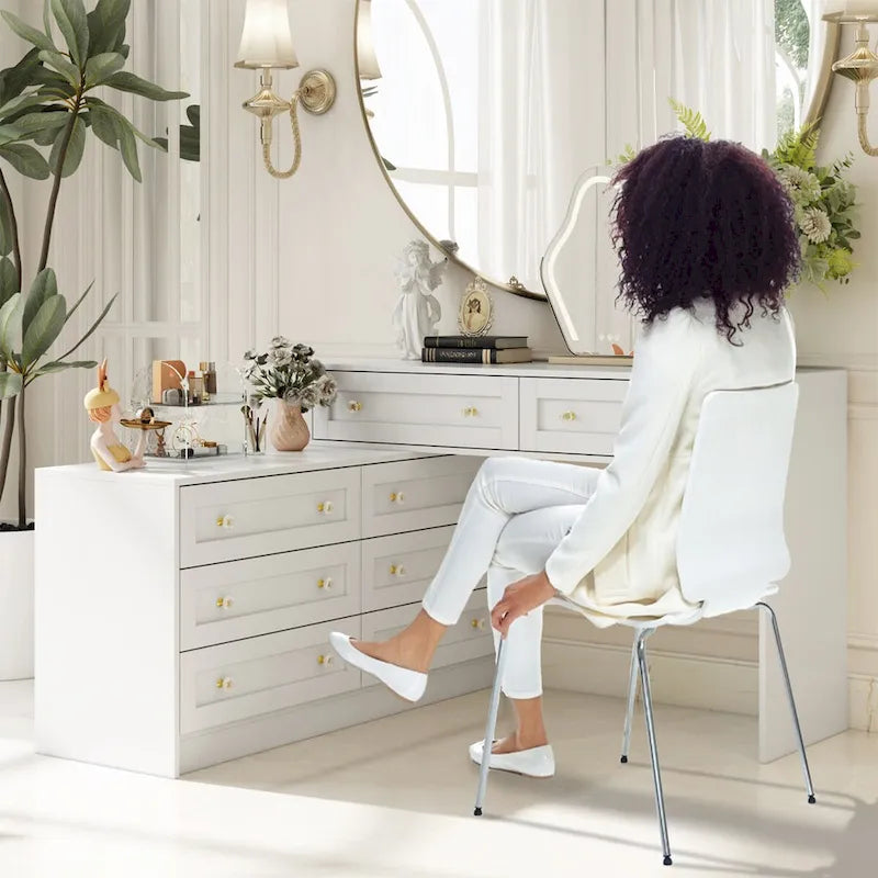 Versatile White Dresser and Vanity Table with 8 Spacious Drawers