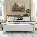 Farmhouse Full Bed Frame with Storage Shelves and Built-in Charging Station