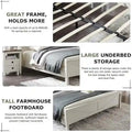 Farmhouse Platform Bed with Storage Headboard Sliding Doors and Charging Station