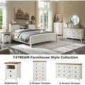 Farmhouse Full Bed Frame with Storage Shelves and Built-in Charging Station