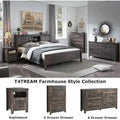 Farmhouse Platform Bed with Storage Headboard Sliding Doors and Charging Station
