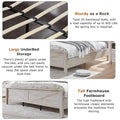 Farmhouse Platform Bed with Storage Headboard Sliding Doors and Charging Station