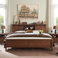 Farmhouse Full Bed Frame with Storage Shelves and Built-in Charging Station