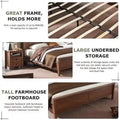 Farmhouse Platform Bed with Storage Headboard Sliding Doors and Charging Station