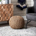 Nuloom York Classic Solid Knitted Jute Ottoman Pouf