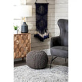 Nuloom York Classic Solid Knitted Jute Ottoman Pouf