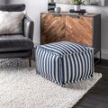 Nuloom Porto Striped Printed Ottoman Pouf for Indoor/Outdoor Use
