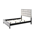 Asir Queen Bed with Geometric Panel Headboard in Modern White Wood Finish