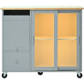 Merax Spacious Kitchen Island Cart with Adjustable Shelf and Dual Drawers