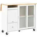 Merax Spacious Kitchen Island Cart with Adjustable Shelf and Dual Drawers