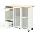 Merax Spacious Kitchen Island Cart with Adjustable Shelf and Dual Drawers