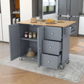 Mobile Kitchen Island on Wheels with Drop Leaf and Solid Wood Top