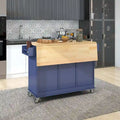 Mobile Kitchen Island on Wheels with Drop Leaf and Solid Wood Top