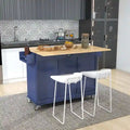 Mobile Kitchen Island on Wheels with Drop Leaf and Solid Wood Top