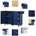 Mobile Kitchen Island on Wheels with Drop Leaf and Solid Wood Top