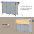 Mobile Kitchen Island on Wheels with Drop Leaf and Solid Wood Top