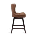 LUE BONA Set of 4 Mid-Century Modern 26-Inch Swivel Counter Stools with Faux Leather and Fabric Upholstery for Kitchen Island