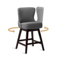 LUE BONA Set of 4 Mid-Century Modern 26-Inch Swivel Counter Stools with Faux Leather and Fabric Upholstery for Kitchen Island