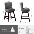 LUE BONA Set of 4 Mid-Century Modern 26-Inch Swivel Counter Stools with Faux Leather and Fabric Upholstery for Kitchen Island