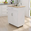 Adjustable Shelf Rolling Kitchen Island Trolley Cart